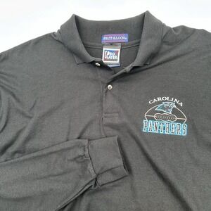 Vintage 90s NFL Pro Player Carolina Panthers Mens XXL Oversized Long Sleeve Polo